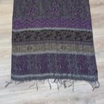 Pashmina  purple silver patterned fringe scarf Photo 5