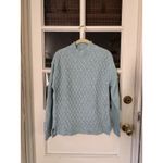 Talbots honeycomb high low mock neck sweater blue green size M Cotton Blend Photo 7