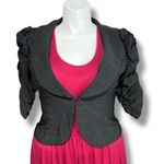 Urban Rose Y2K Womens Blazer Suit Jacket Cropped Ruched Puffed Sleeve Black Lar Photo 0
