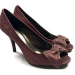 Parisian Kennedy Studded Bow‎ Peep Toe Heels Red Size 9 Photo 0