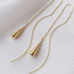 Anthropologie 18K Teardrop Threader Earrings Photo 0