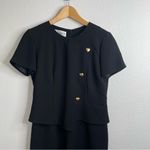 Evan Picone Vintage Black Jumpsuit Heart Button  Size 6 Photo 2