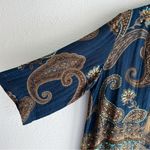 Soft Surroundings  Blue & Gold Paisley Kimono Cardigan Boho Sz S/M Photo 2