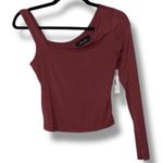 Lizard Thicket Anna Grace size small deep berry one shoulder top Elegant Maroon Long Sleeve Top Photo 7