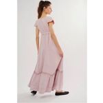 Free People XL Roucha Denim Maxi Dress Pink Pale Mauve Retro 70s Dainty Photo 2