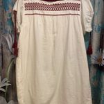 Loft  Mexican Theme Cotton Lined Ivory & Maroon Embroidered P LG  Dress.     1834 Photo 7