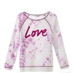 Victoria's Secret  White Purple Pink Slouchy Pullover Sweatshirt Wide Neck Top M Photo 1