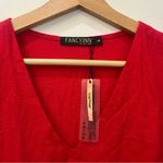 NWT Boutique Women's Dress V Neck Bell Sleeve Tiered Ruffle Pockets red small Photo 2