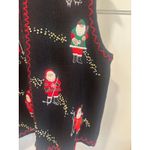 Vintage Christmas Santa outdoor holiday ugly sweater vest large cotton ramie Black Photo 1