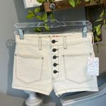 We The Free Free People Denim Jean Shorts New  27 Button Fly High Waist Ivory Photo 1