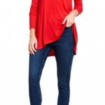 Free People  January Ribbed Long sleeve Hi Low Shark Bite Tunic T-Shirt Red XS Photo 3
