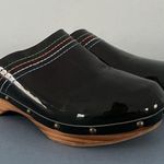 Penelope Chilvers Patent Leather Dark Green Stitched Clogs Size 6 Photo 1