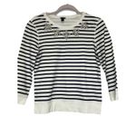 J.Crew  Women’s Jeweled Navy And White Striped Sweatshirt Glitzy Bejeweled Sz XS Photo 1