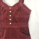 EXPRESS Red Corduroy Velvet Overall Mini Dress M Photo 2