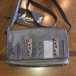 Mona B. Vegan Lifestyle Dark Gray Studded Boho Crossbody Shoulder Purse Photo 2