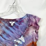 Crown & Ivy XL Top Handmade Tie Dye Flutter Sleeve Eyelet Purple Mauve 1737 Photo 5
