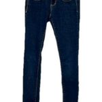 SO  skinny dark wash jeans juniors size 1 xs gold orange stitch belt loops Photo 0