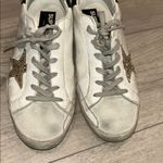 Golden Goose White Sneakers with Gold Star and Black Glitter Heel Tab Size 39 Photo 12