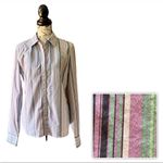 Tahari Nautical Women Multicolor Striped Button Shirt L Preppy Minimal Western Photo 1