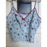 Gap Doen Floral Cami Top Women's Blue Red Bow Cropped Spaghetti Strap Size XL Photo 1