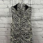 AQUA Zebra Print Draped Halter Mini Dress Tie Neck Lined Hook & Eye Top XS NWT Photo 1