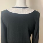 Talbots Petite Black White V-neck Crochet Knit Sweater Size LP Photo 10