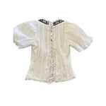 I am gia I.AM.GIA Women's White Square Neck Lace Trim Chelsey Corset Blouse Top Size S Photo 2