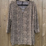 Cathy Daniels  Shirt Womens XL Leopard Print Metal Accent on Neckline 3/4‎ Sleeve Photo 0