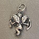Vintage Sterling Silver Cupid Baby Wings Bow Arrow Charm Pendant Love Valentine Photo 1