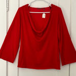 525 America  cashmere blend sweater size medium cherry red cowl neck wide sleeve Photo 0