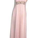 None VINTAGE Pink Beaded Gown 2 Piece Sleeveless Cardigan Plunging Neckline Photo 2