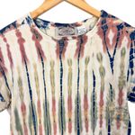 Vintage Y2K Grass Rags 100% Cotton Made in USA Ribbed Earthy Tie Dye Tee Sz M Blue Photo 4