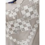 American Eagle  Outfitter Women's Boho Embroidered Short Sleeve Shirt Tan Small Photo 2