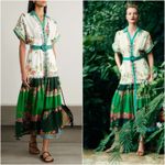 Saloni Riya B Dress in Zinnia River US 2 / UK 6 NEW Green Belted White Photo 1