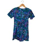 Vintage Retro Basis Cotton Blue Floral Short Sleeve Romper Women’s Medium Photo 7