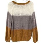 Newbury Kustom Chunky Oversized Sweater Knit Neutral Colorblock Granola Girl Photo 8