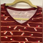 kim rogers NWT  Perfectly Soft Size S Owl Tree Print 3/4 Sleeve V Neck Tee Shirt Photo 3