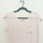 Loft Chiffon Pocket Top Womens Size S Crepe Short Sleeve Sheer Light Blouse Pink Photo 4