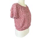 Old Navy dusty rose and cream floral short sleeve stretchy pullover XL crop top Photo 2