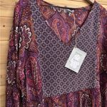 NWT World Market Size L/XL Bohemian V Neck Paisley Mixed Pattern Dress Red Size L Photo 4