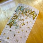 Butterfly Print Sheer, Lightweight Scarf, Ivory, Cream, Ecru, Colorful Blue Photo 6