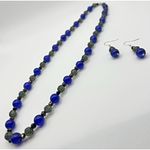 Glass Beaded Necklace Earrings Set Matching Gift Idea Green Photo 1
