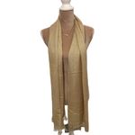 Chico's Myra Scarf Gold Fringe Wrap Unique Yarn Fine Open Stitch Design New Photo 2