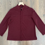 Eileen Fisher 100% Wool Boucle Knit Button Front Stand Collar Top in Cranberry S Photo 0