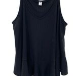 Old Navy  Women’s Linen Blend Black Ribbed Ruffle Tank Top Photo 1
