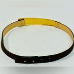 Brown Leather Belt with Gold Hammered Metal Bar 34” Photo 12