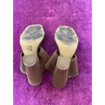 DKNY Lilina Sandal Dark Cognac Suede Size 8 Chunky Heel Square Toe Shoe Grommets Photo 3