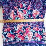 Single floral print‎ three quarter sleeve sheath dress wrap front, size 1X Purple Photo 5