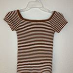 Madewell  Off-Shoulder Top in Brown/White Stripe - small Photo 2