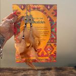 Feathered dreamcatcher earrings with Beaded Accents and a silver thunderbird Brown Photo 9